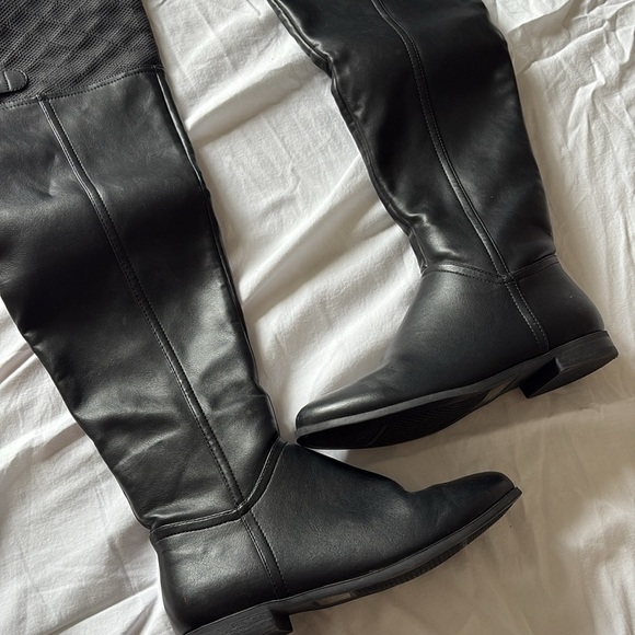 Call It Spring Black Knee High Riding Boots | Equestrian Fall Trend Faux Leather - Picture 3 of 8